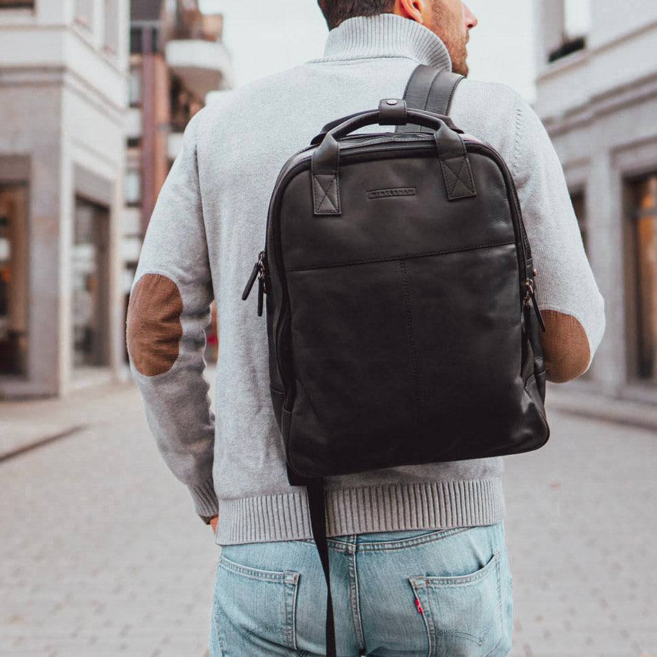 Stavanger Lederrucksack schwarz