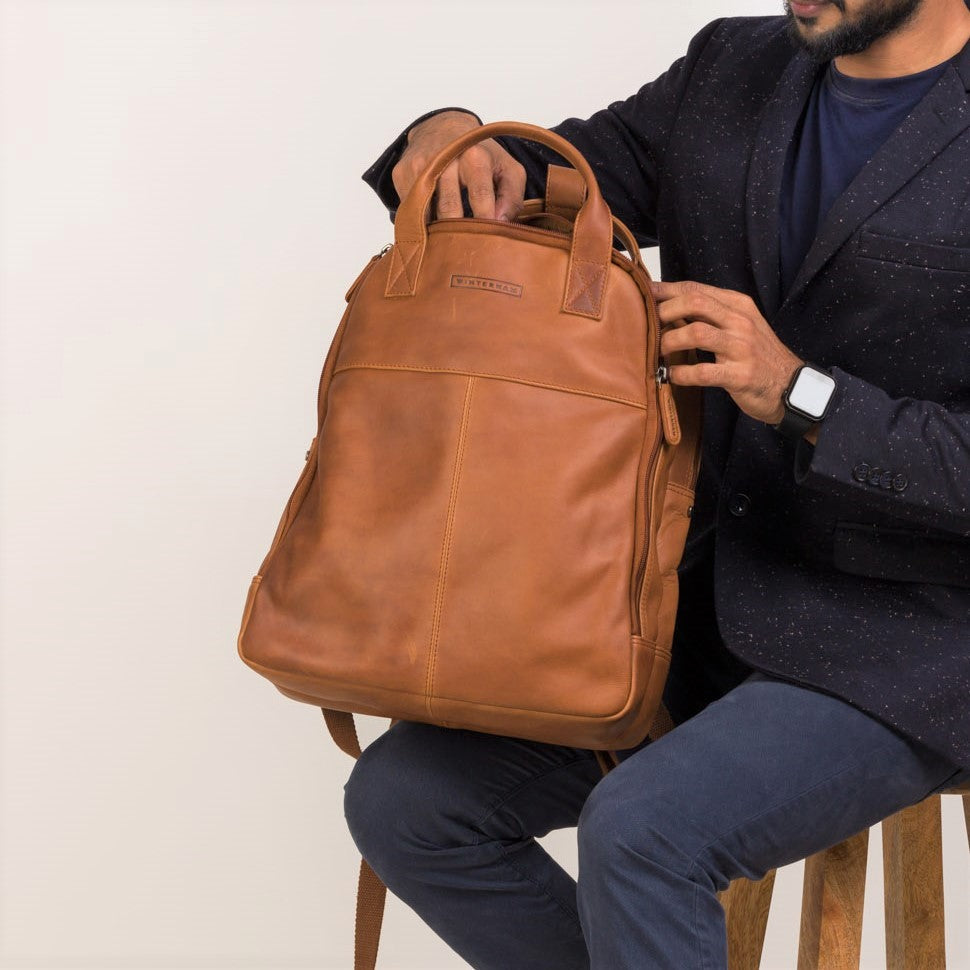 Winternam Stavanger Lederrucksack cognac